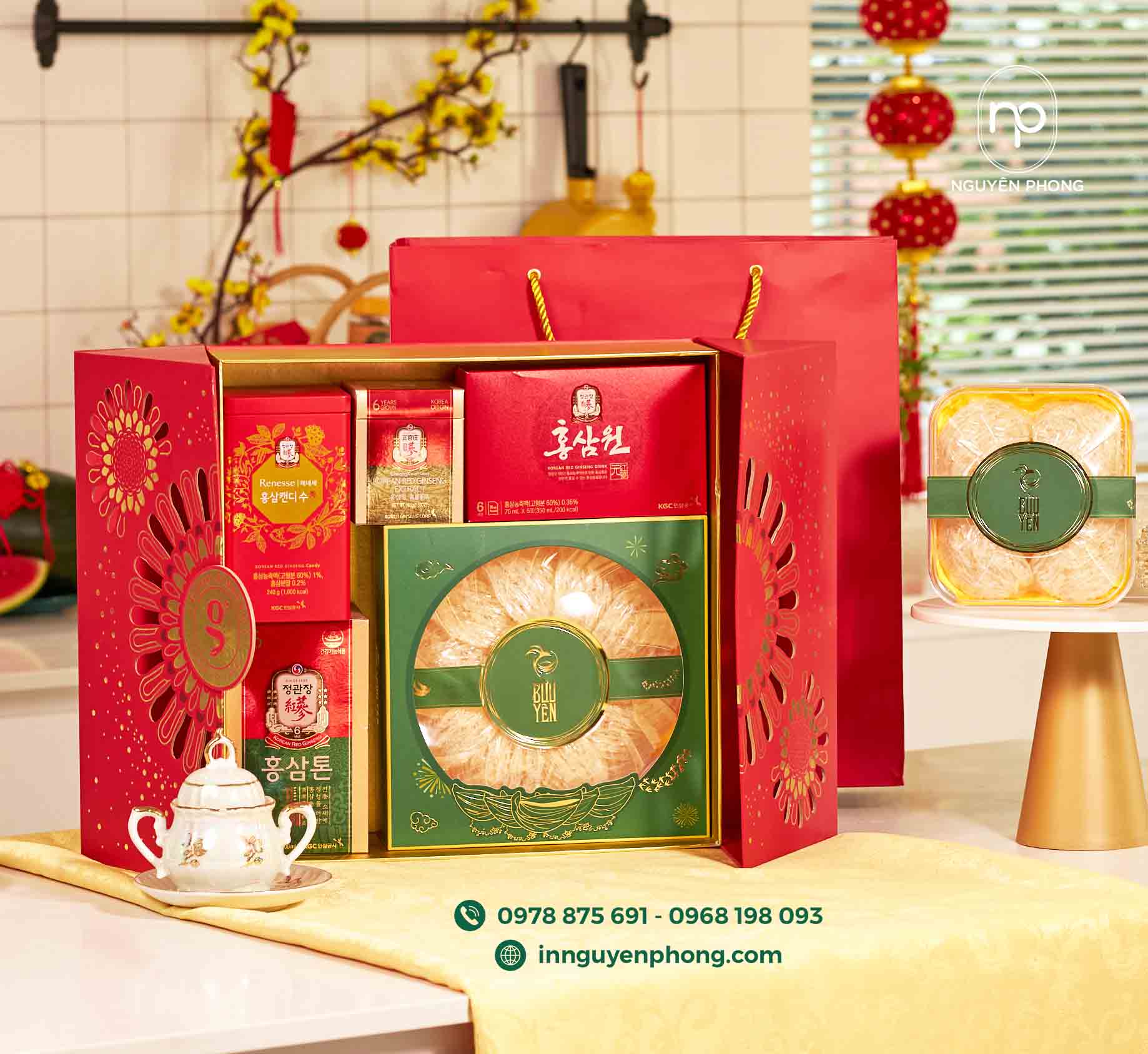 Mẫu hộp cứng đựng yến sào kèm túi giấy